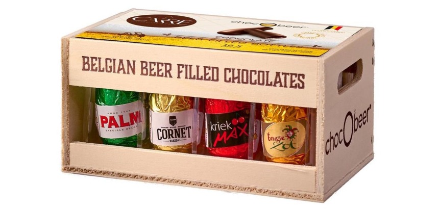 Carré Chocobeer chocolat,  coffret en bois de 200 gram