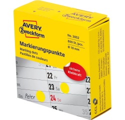 Avery marking dots, diamètre 10 mm, rouleau avec 800 pièces, jaune