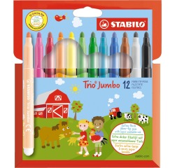 Feutre STABILO Trio Jumbo 380/12 Exra Large assorti blister 12 pièces