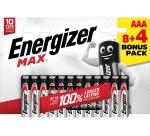 Energizer piles Max AAA/LR03/E92, blister de 8 + 4