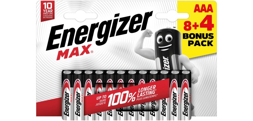 Energizer piles Max AAA/LR03/E92, blister de 8 + 4