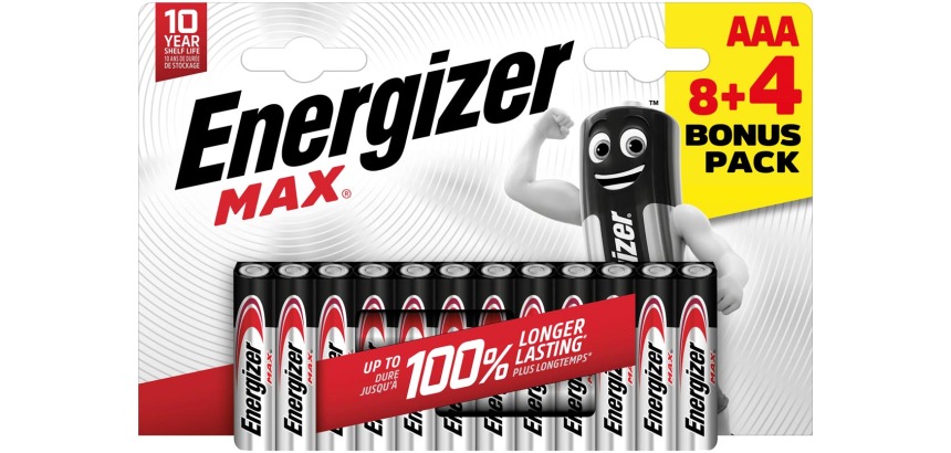 Energizer piles Max AAA/LR03/E92, blister de 8 + 4