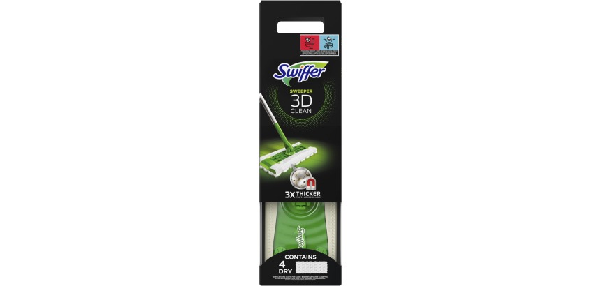 Swiffer nettoyeur pour sols 3D Clean kit de démarrage, avec 4 lingettes sèches et 2 humides