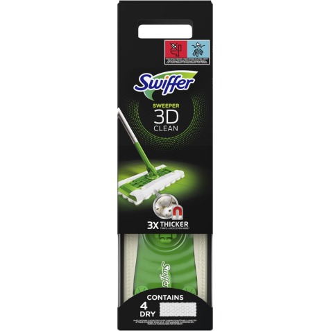 Swiffer nettoyeur pour sols 3D Clean kit de démarrage, avec 4 lingettes sèches et 2 humides