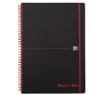 Oxford BLACK N' RED spiral plastic notebook, 140 pages size A4, squared 5 mm