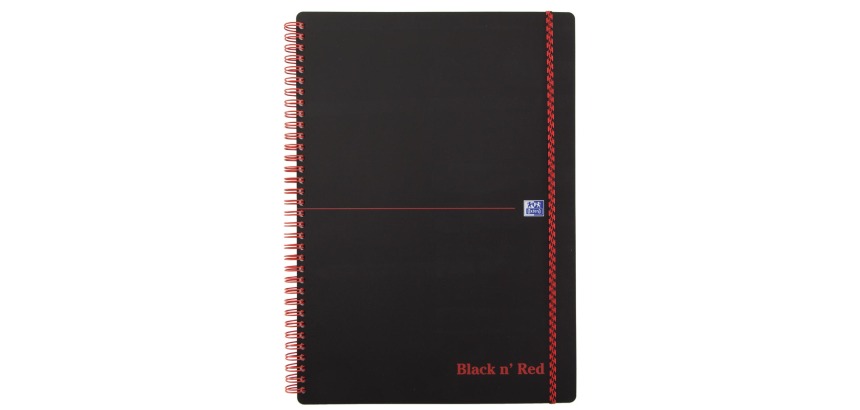 Oxford BLACK N' RED spiral plastic notebook, 140 pages size A4, squared 5 mm