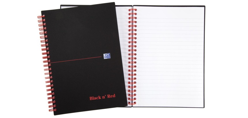 Oxford BLACK N' RED plastic spiral notebook, 140 pages size A5, lined