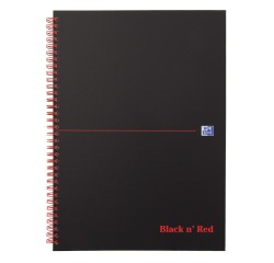 Oxford BLACK N' RED spiraalblok karton, 140 bladzijden ft A4, geruit 5 mm