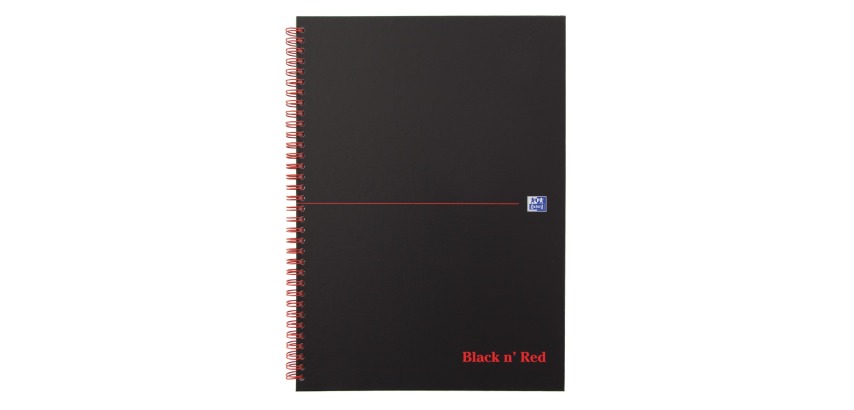 Oxford BLACK N' RED spiral notebook in cardboard, 140 pages size A4, 5 mm grid
