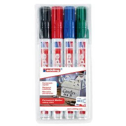 Edding permanent marker e-3300 etui van 4 stuks in geassorteerde kleuren