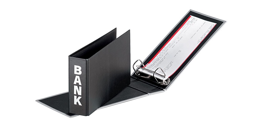 Pagna classeur à anneaux (CCP) ft 14 x 25 cm, noir, exécution brillante avec tyopgraphie en argent