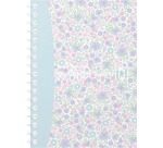 Oxford Floral couverture souple cahier spiralé, ft A6, 50 feuilles, quadrillé 5 mm, 4 décors assortis