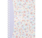 Oxford Floral couverture souple cahier spiralé, ft A6, 50 feuilles, quadrillé 5 mm, 4 décors assortis