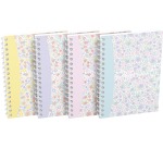 Oxford Floral couverture souple cahier spiralé, ft A6, 50 feuilles, quadrillé 5 mm, 4 décors assortis