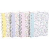 Oxford Floral Spiralblock, weicher Einband, Format A6, 50 Blatt, kariert 5 mm, 4 gemischte Designs