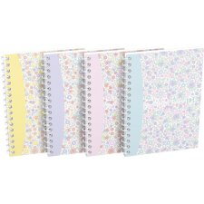 Oxford Floral softcover spiraalschrift, ft A6, 50 vel, geruit 5 mm, 4 geassorteerde designs