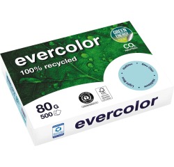 Clairefontaine Evercolor, papier couleur recyclé, A4, 80g, 500 feuilles, bleu vif