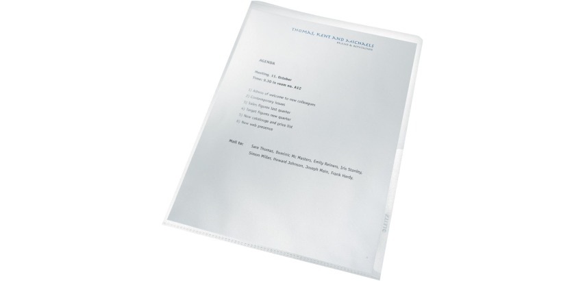 Leitz Recycling-Eckmappe, A4-Format, 140 Mikron recyceltes PP, transparent, Schachtel mit 25 Stück