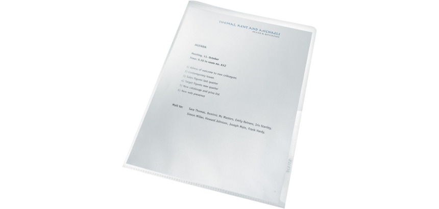 Leitz Recycle L-map, ft A4, gerecycleerd PP van 140 micron, transparant, doos van 25 stuks