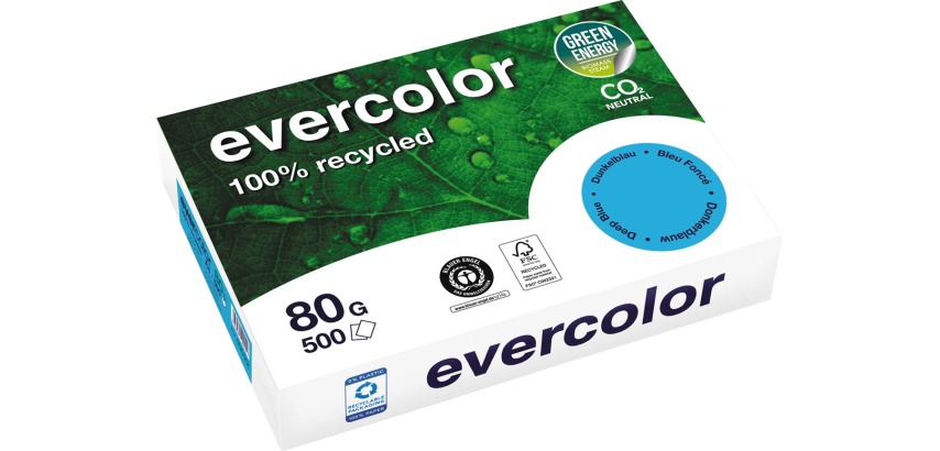 Clairefontaine Evercolor, Recycling-Farbpapier, A4, 80g, 500 Blatt, dunkelblau