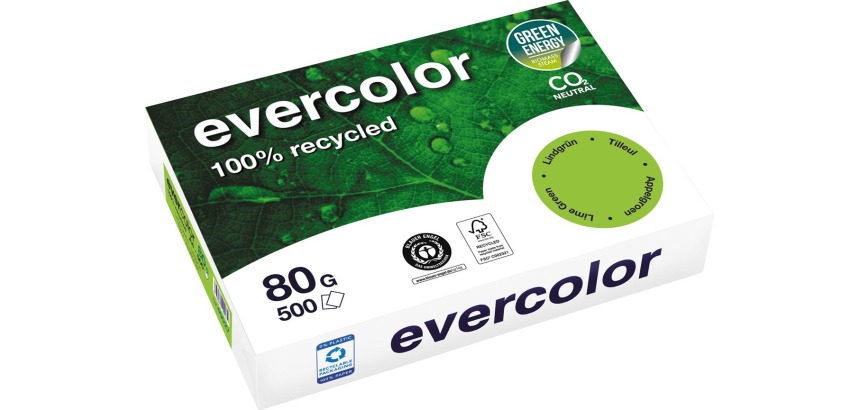 Clairefontaine Evercolor, recycled colored paper, A4, 80g, 500 sheets, lime