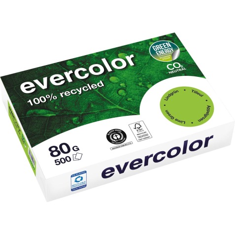 Clairefontaine Evercolor, gekleurd gerecycleerd papier, A4, 80 g, 500 vel, appelgroen