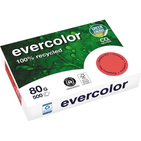 Clairefontaine Evercolor, gekleurd gerecycleerd papier, A4, 80 g, 500 vel, framboos