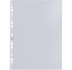Oxford pochette perforée, A4, en PP clair, 11 trous, 50 microns, paquet de 100 pièces