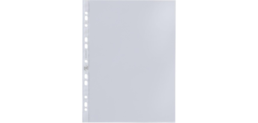 Oxford perforated pouches, A4, clear PP, 11 holes, 50 microns, pack of 100 pieces