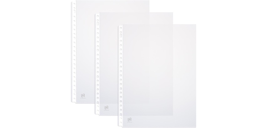 OXFORD pochette perforée, A4, en PP clair, 23 trous, 90 micron, boîte de 100 pièces