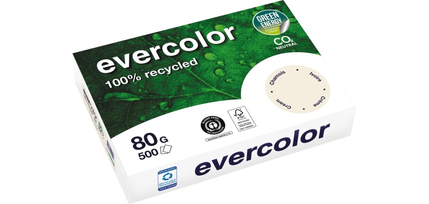 Clairefontaine Evercolor, gekleurd gerecycleerd papier, A4, 80 g, 500 vel, ivoor