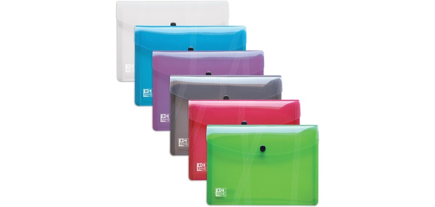 Pochettes de rangement à pression Oxford Hawaï 18 x 25,5 cm couleurs assorties