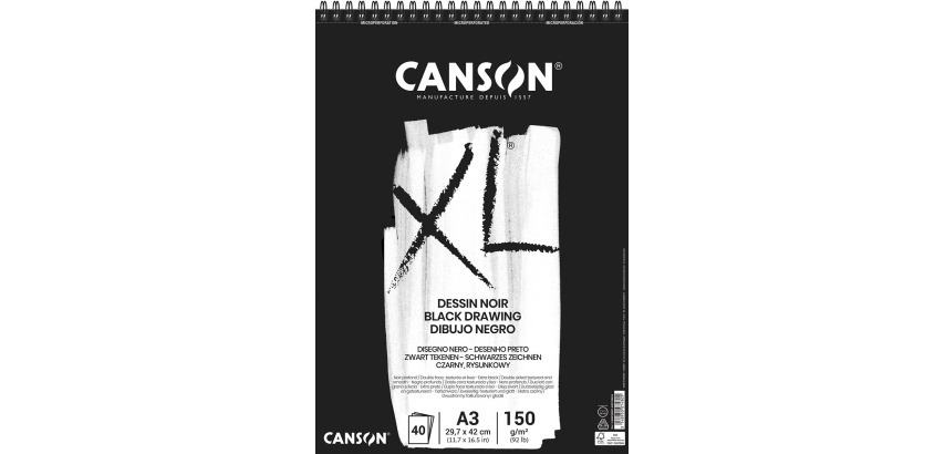 Canson XL Zeichenblock 150g/m² ft A3, 40 Blatt, schwarz