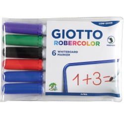 Giotto Robercolor marqueur pour tableaux blancs, moyen, ronde, étui de 6 pièces en couleurs assorties
