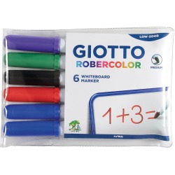 Giotto Robercolor marqueur pour tableaux blancs, moyen, ronde, étui de 6 pièces en couleurs assorties