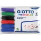 Giotto Robercolor whiteboardmarker, medium, ronde punt, etui met 6 stuks in geassorteerde kleuren