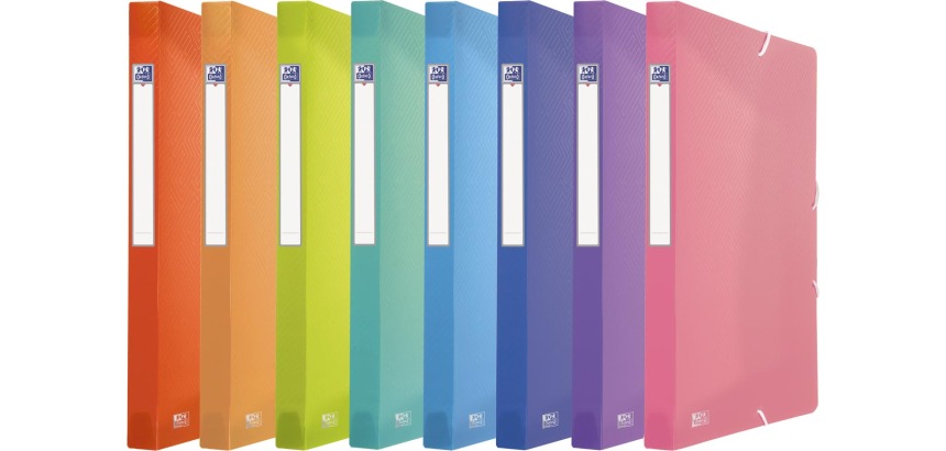Oxford Urban boîte de classement en PP, format 24 x 32 cm, dos de 2,5 cm, couleurs assorties transparents