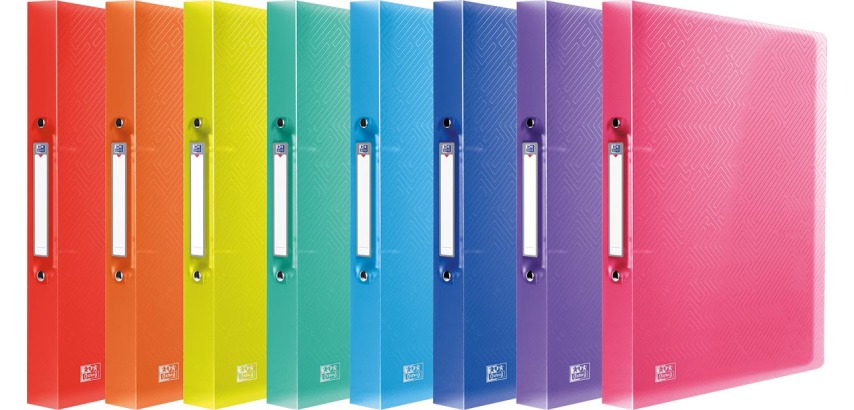 Oxford Urban Ordner, A4 Format, aus PP, 2 O-Ringe mit 30 mm, Rückenbreite 4 cm, sortierte Farben