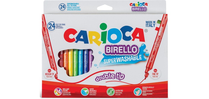Carioca viltstift Dubbelpunter Birello Superwashab 24 stiften
