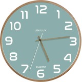 Unilux Baltic horloge murale, diamètre 30,5 cm, cadre en bois, vert clair