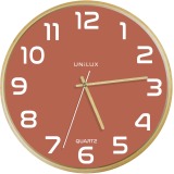 Unilux Baltic horloge murale, diamètre 30,5 cm, cadre en bois, rose