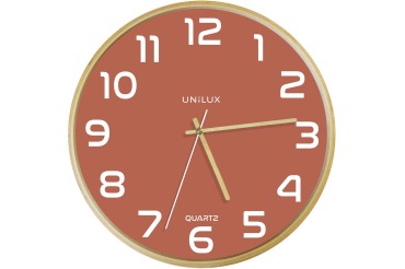 Unilux Baltic wandklok, diameter 30,5 cm, houten frame, roze