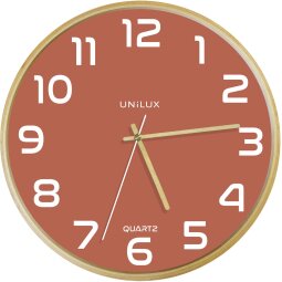 Unilux Baltic horloge murale, diamètre 30,5 cm, cadre en bois, rose