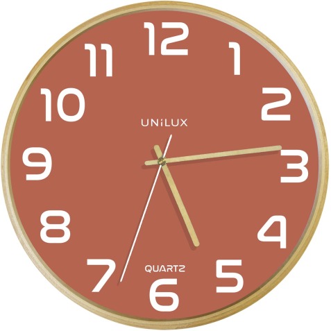 Unilux Baltic horloge murale, diamètre 30,5 cm, cadre en bois, rose