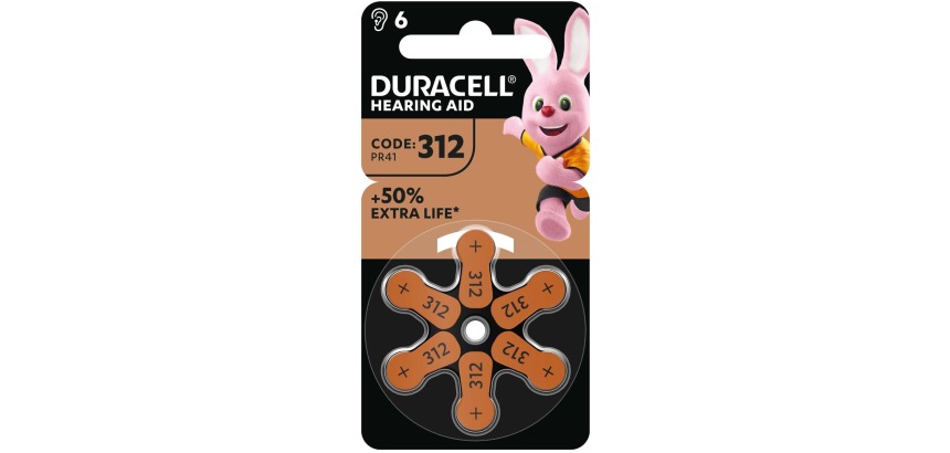 Batterij Duracell Hearing DA312 Ø7,9mm 180mAh 6 stuks