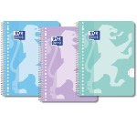 Oxford School notebook A4+ lined 23 perforated 160 pages 80g assorted pastel 3 pieces
