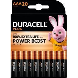 Duracell piles Plus 100%, AAA, blister 20 pièces