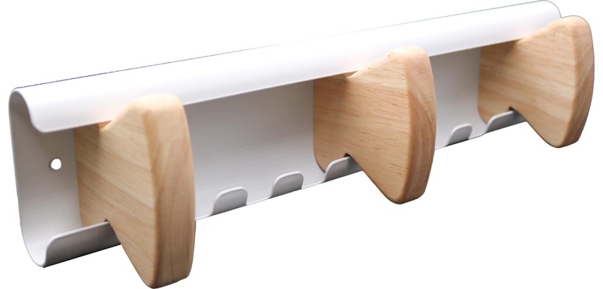 Unilux wall coat rack Aurora, white, 3 hooks
