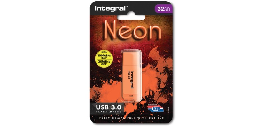 Clé USB 3.0 Neon 32 Go Orange INFD32GoNEONOR3.0