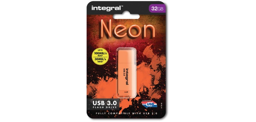 Integral Neon USB 3.0 stick, 32 GB, oranje